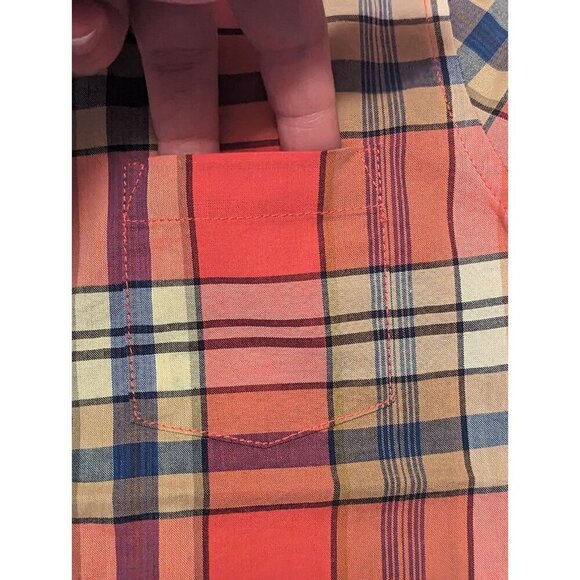 Janie And Jack Boys Size 3 Red Plaid Long Sleeve Button Up Shirt Roll Sleeve - Picture 5 of 13